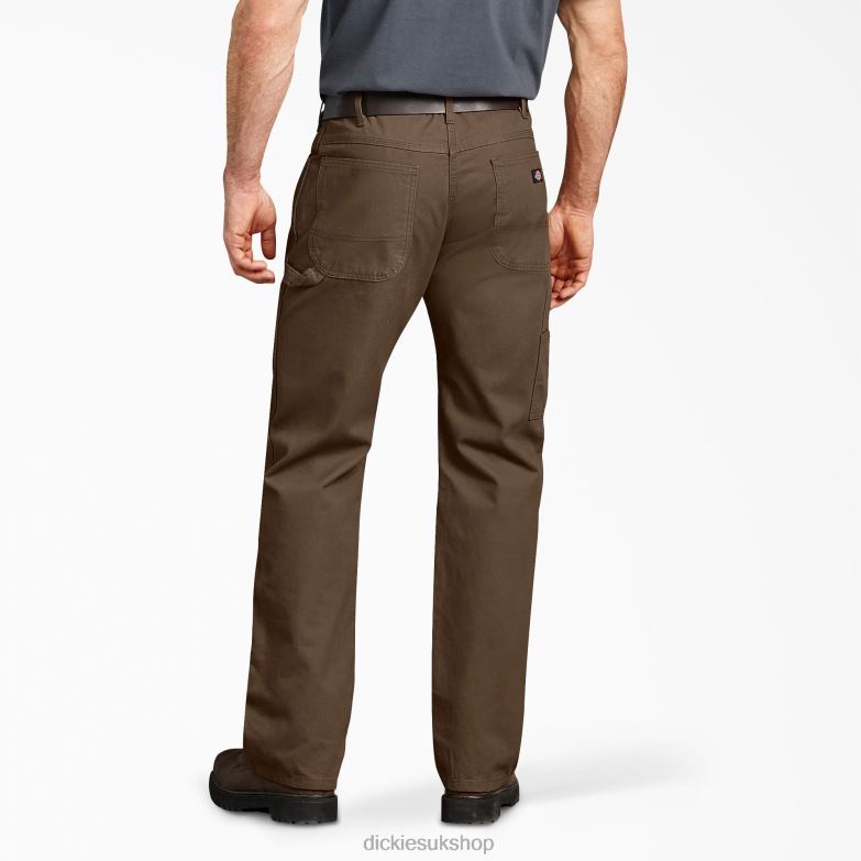 Relaxed Fit Duck Carpenter Pants Men Dickies Rinsed Timber Brown (RTB) 88T84240 Apparel