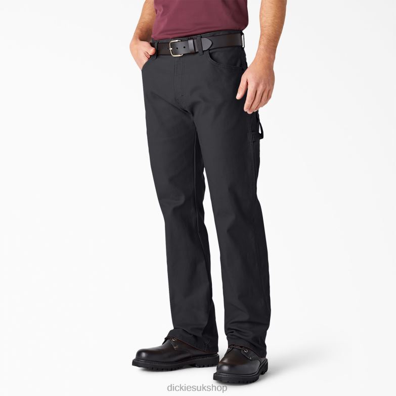 Relaxed Fit Heavyweight Duck Carpenter Pants Men Dickies Rinsed Black (RBK) 88T8485 Apparel