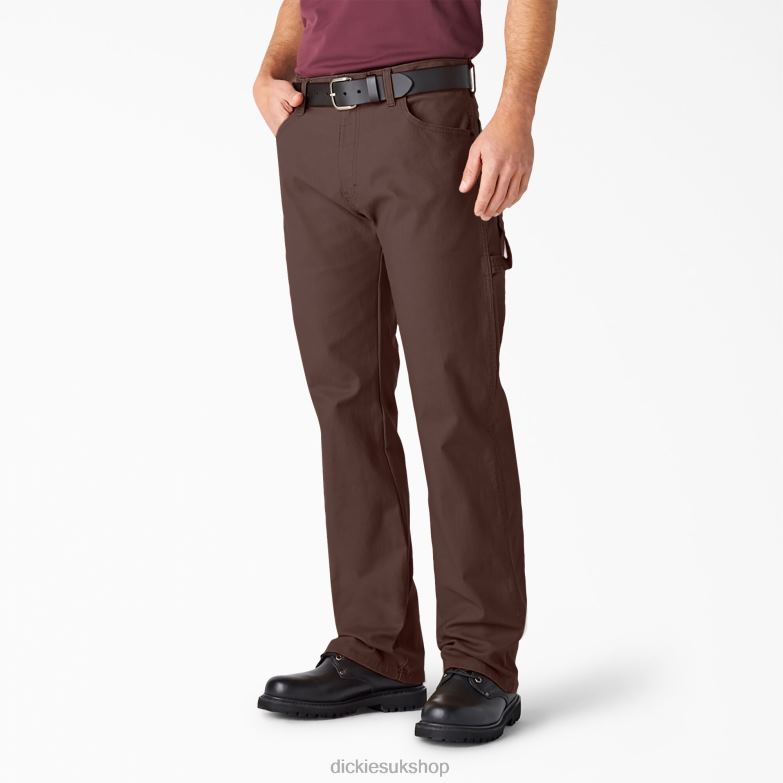 Relaxed Fit Heavyweight Duck Carpenter Pants Men Dickies Rinsed Chocolate Brown (RCB) 88T8486 Apparel