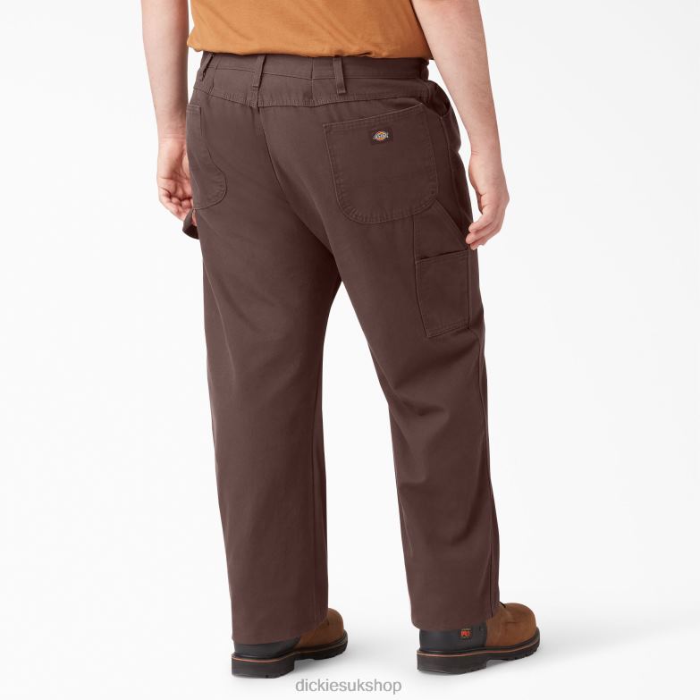 Relaxed Fit Heavyweight Duck Carpenter Pants Men Dickies Rinsed Chocolate Brown (RCB) 88T8486 Apparel