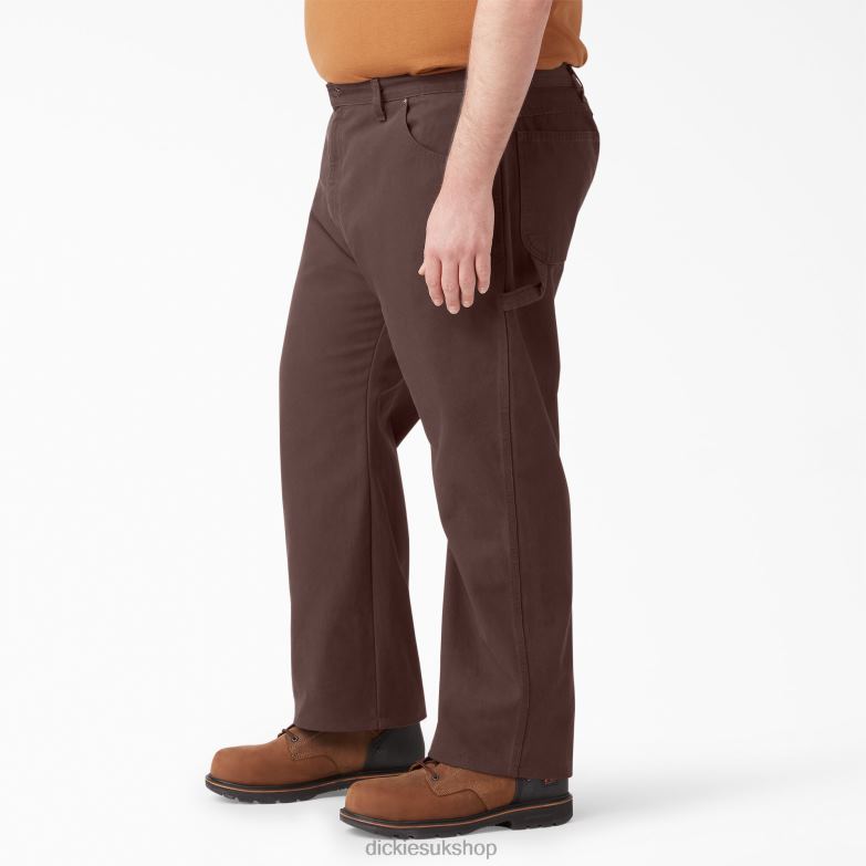 Relaxed Fit Heavyweight Duck Carpenter Pants Men Dickies Rinsed Chocolate Brown (RCB) 88T8486 Apparel