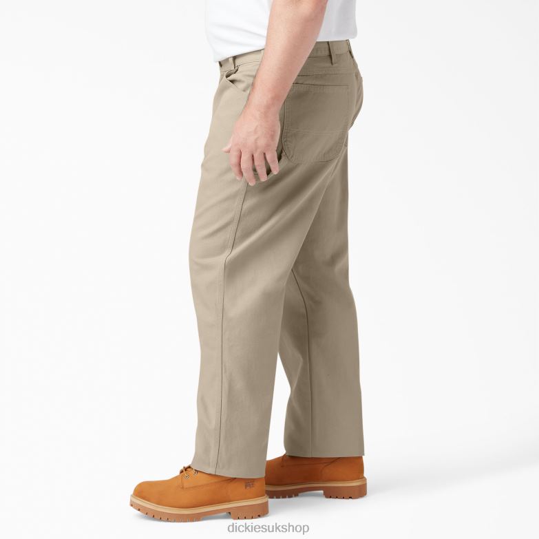 Relaxed Fit Heavyweight Duck Carpenter Pants Men Dickies Rinsed Desert Sand (RDS) 88T8487 Apparel