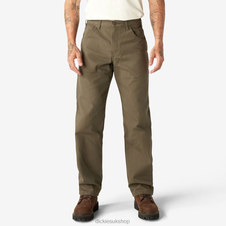 Relaxed Fit Heavyweight Duck Carpenter Pants Men Dickies Rinsed Moss Green (RMS) 88T8489 Apparel