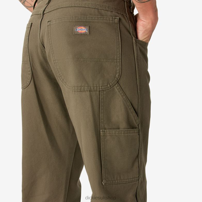 Relaxed Fit Heavyweight Duck Carpenter Pants Men Dickies Rinsed Moss Green (RMS) 88T8489 Apparel
