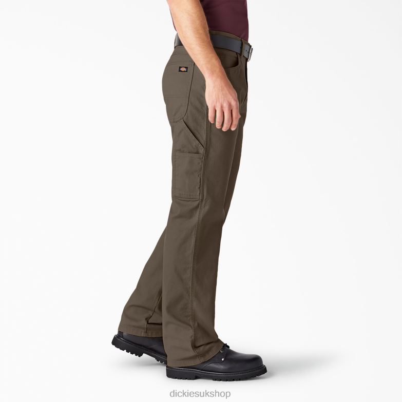 Relaxed Fit Heavyweight Duck Carpenter Pants Men Dickies Rinsed Mushroom (RMR1) 88T8488 Apparel