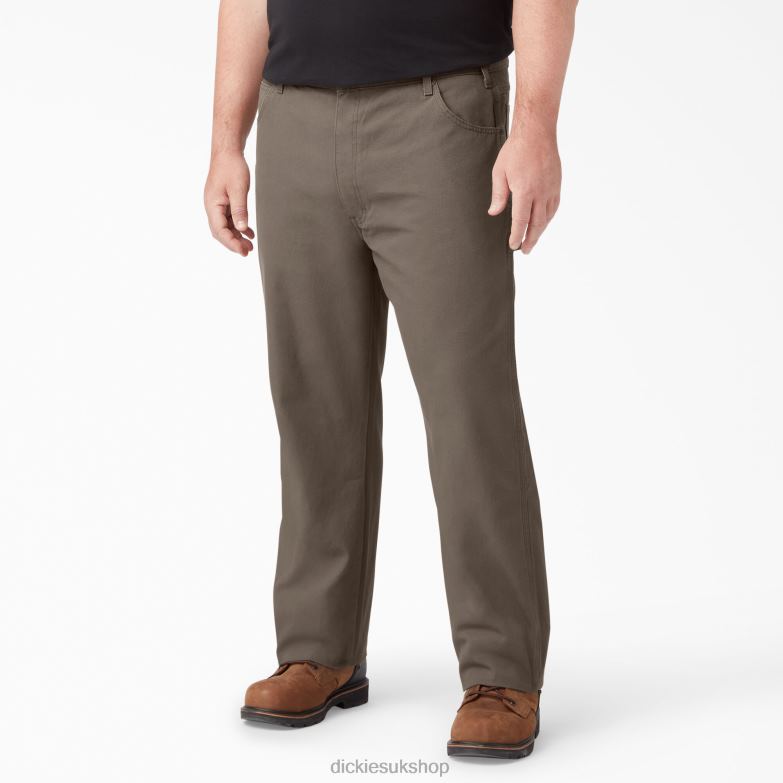 Relaxed Fit Heavyweight Duck Carpenter Pants Men Dickies Rinsed Mushroom (RMR1) 88T8488 Apparel