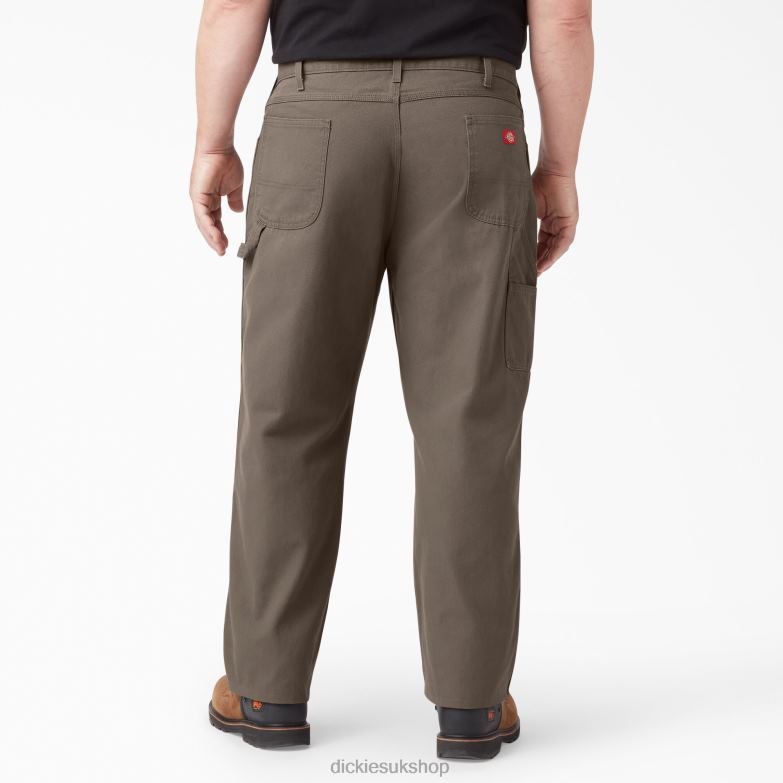 Relaxed Fit Heavyweight Duck Carpenter Pants Men Dickies Rinsed Mushroom (RMR1) 88T8488 Apparel