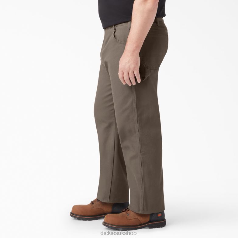 Relaxed Fit Heavyweight Duck Carpenter Pants Men Dickies Rinsed Mushroom (RMR1) 88T8488 Apparel