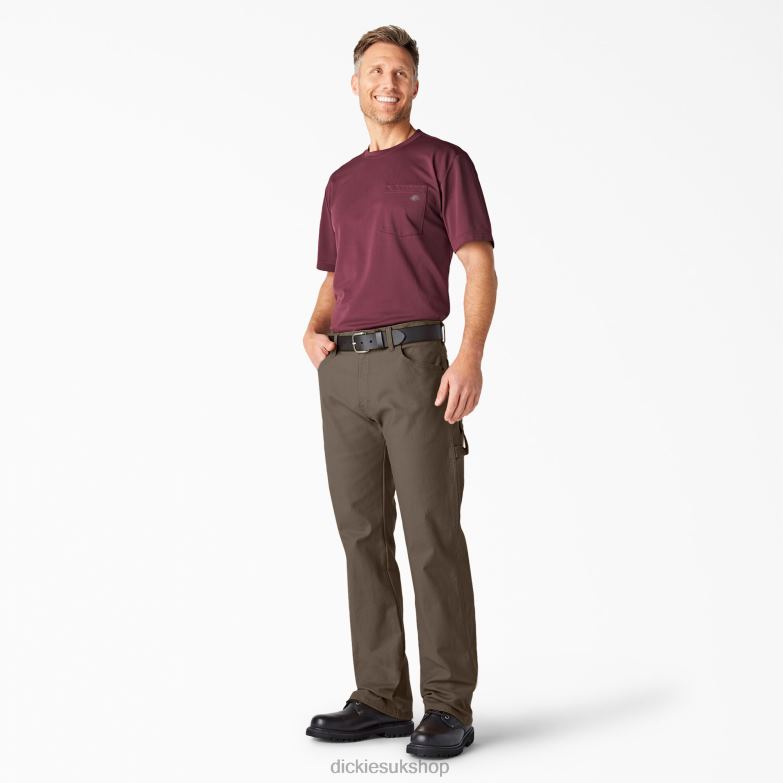Relaxed Fit Heavyweight Duck Carpenter Pants Men Dickies Rinsed Mushroom (RMR1) 88T8488 Apparel