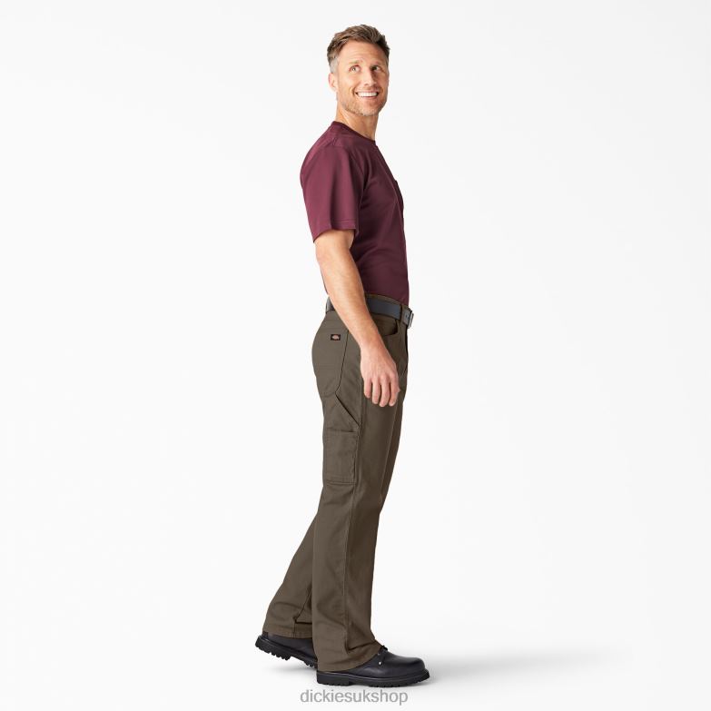 Relaxed Fit Heavyweight Duck Carpenter Pants Men Dickies Rinsed Mushroom (RMR1) 88T8488 Apparel