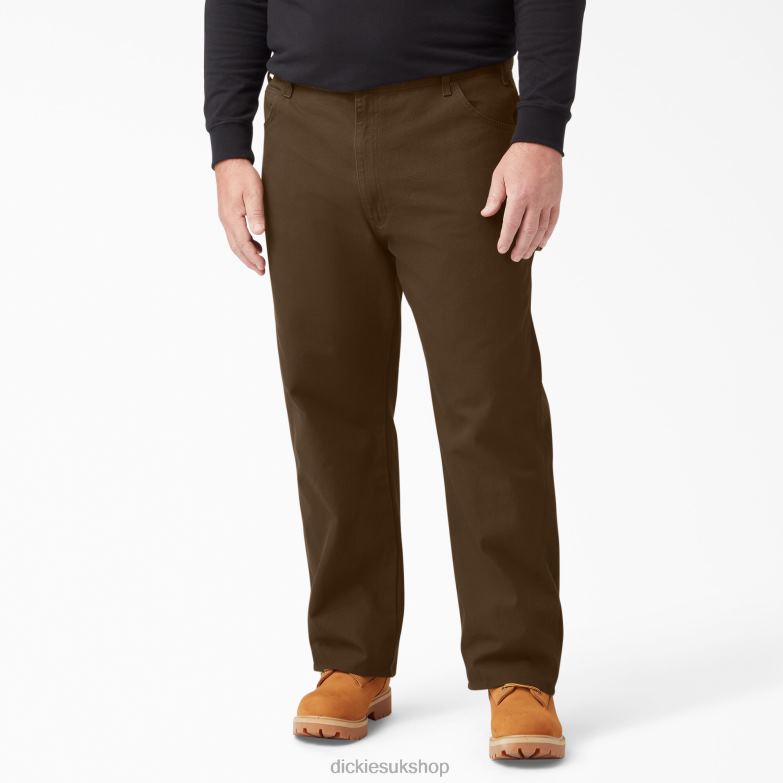 Relaxed Fit Heavyweight Duck Carpenter Pants Men Dickies Rinsed Timber Brown (RTB) 88T8491 Apparel
