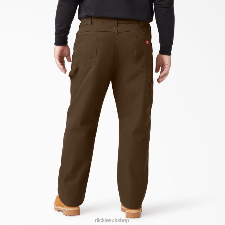 Relaxed Fit Heavyweight Duck Carpenter Pants Men Dickies Rinsed Timber Brown (RTB) 88T8491 Apparel