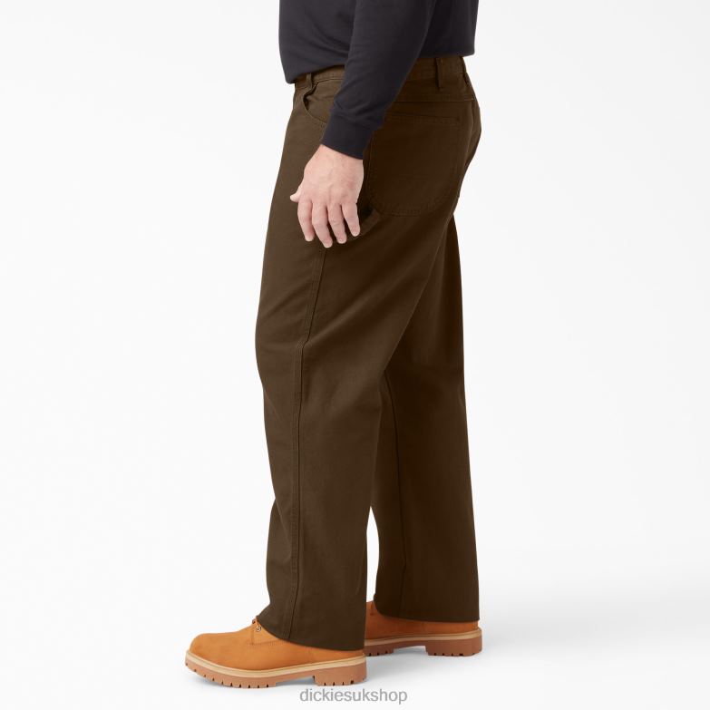 Relaxed Fit Heavyweight Duck Carpenter Pants Men Dickies Rinsed Timber Brown (RTB) 88T8491 Apparel