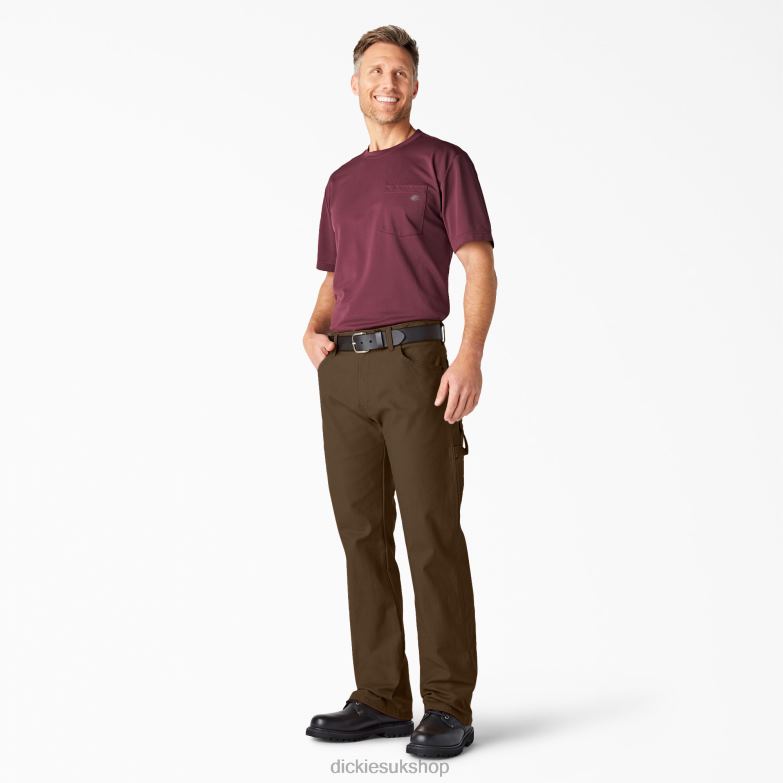 Relaxed Fit Heavyweight Duck Carpenter Pants Men Dickies Rinsed Timber Brown (RTB) 88T8491 Apparel