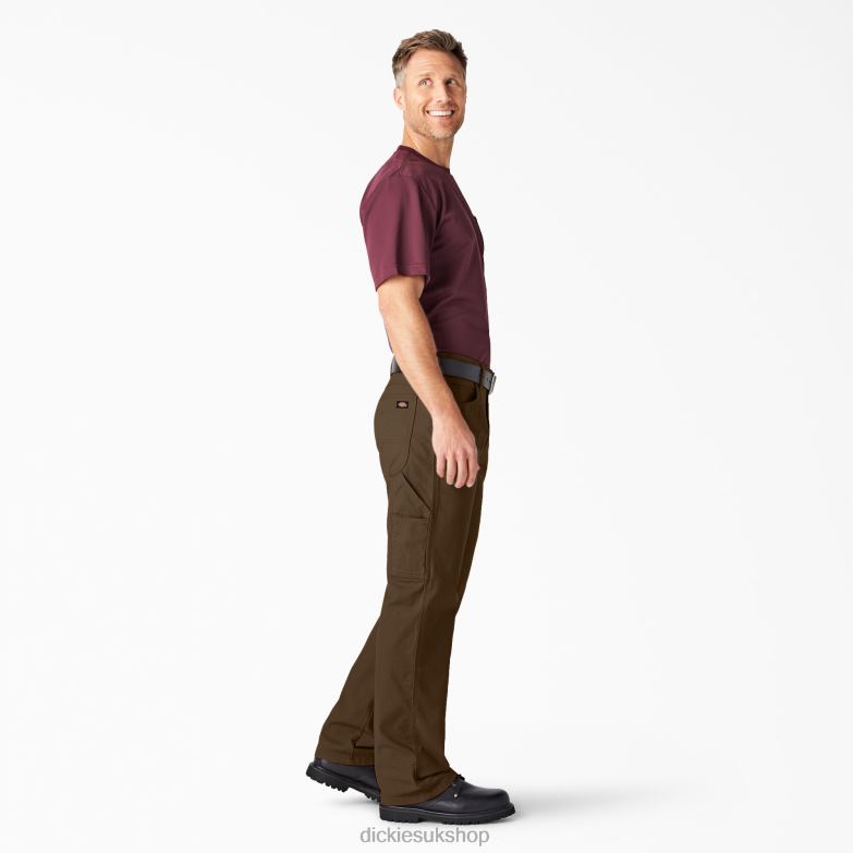 Relaxed Fit Heavyweight Duck Carpenter Pants Men Dickies Rinsed Timber Brown (RTB) 88T8491 Apparel