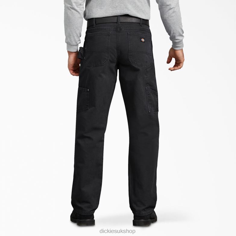 Relaxed Fit Sanded Duck Carpenter Pants Men Dickies Rinsed Black (RBK) 88T84142 Apparel
