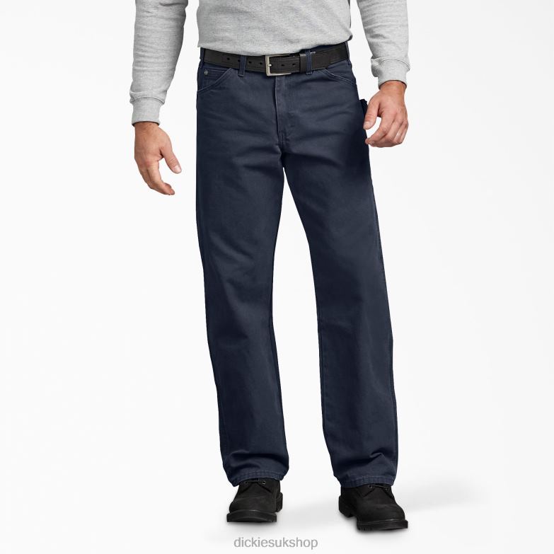 Relaxed Fit Sanded Duck Carpenter Pants Men Dickies Rinsed Dark Navy (RDN) 88T84143 Apparel