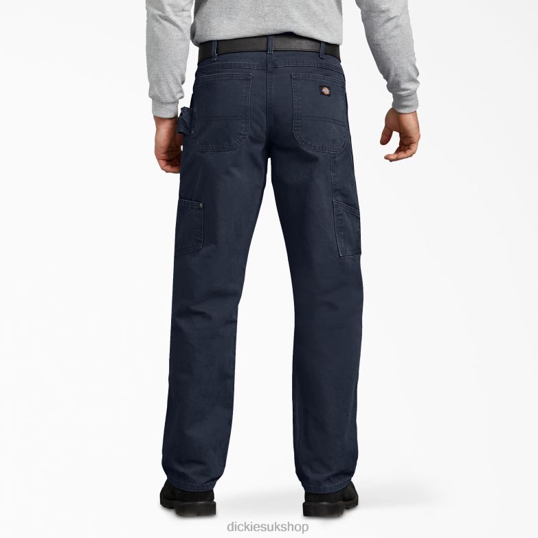 Relaxed Fit Sanded Duck Carpenter Pants Men Dickies Rinsed Dark Navy (RDN) 88T84143 Apparel