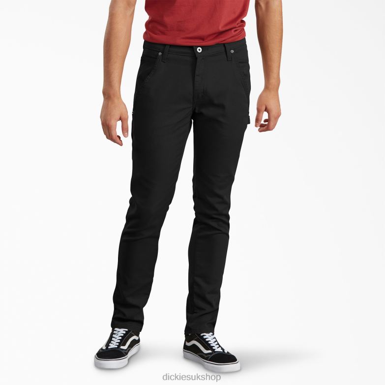 Slim Fit Tapered Leg Carpenter Duck Pants Men Dickies Stonewashed Black (SBK) 88T84202 Apparel