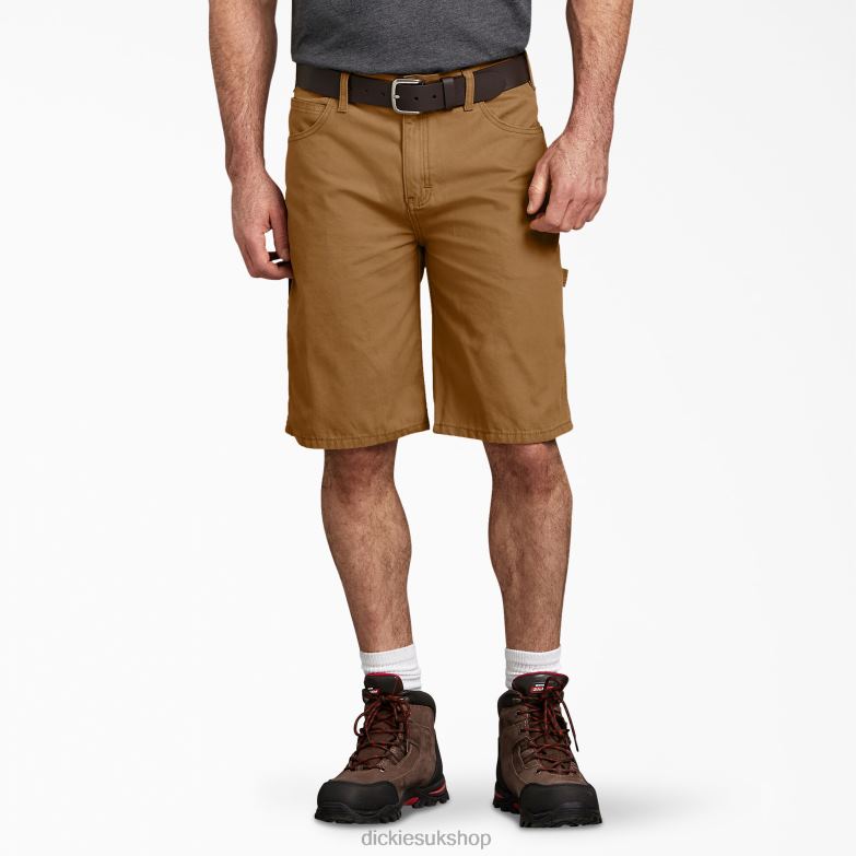 Relaxed Fit Duck Carpenter Shorts 11" Men Dickies Rinsed Brown Duck (RBD) 88T84425 Apparel