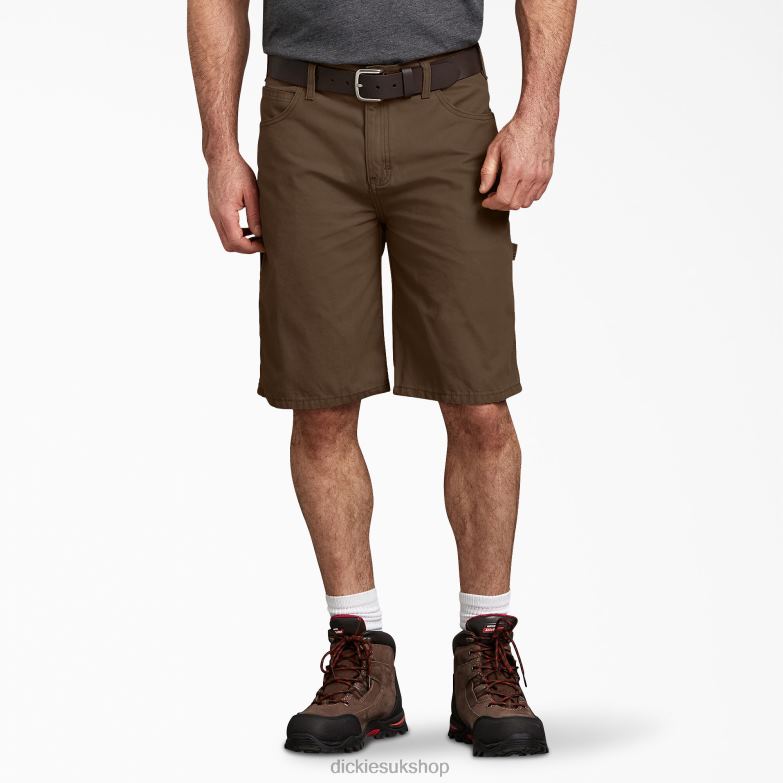 Relaxed Fit Duck Carpenter Shorts 11" Men Dickies Rinsed Timber Brown (RTB) 88T84427 Apparel