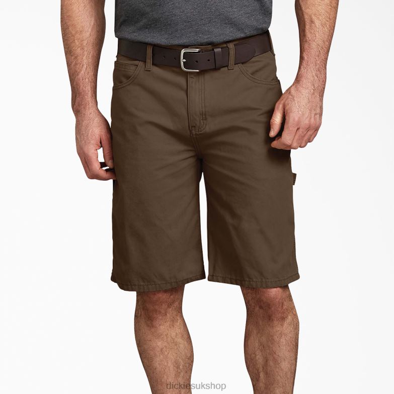 Relaxed Fit Duck Carpenter Shorts 11\" Men Dickies Rinsed Timber Brown (RTB) 88T84427 Apparel