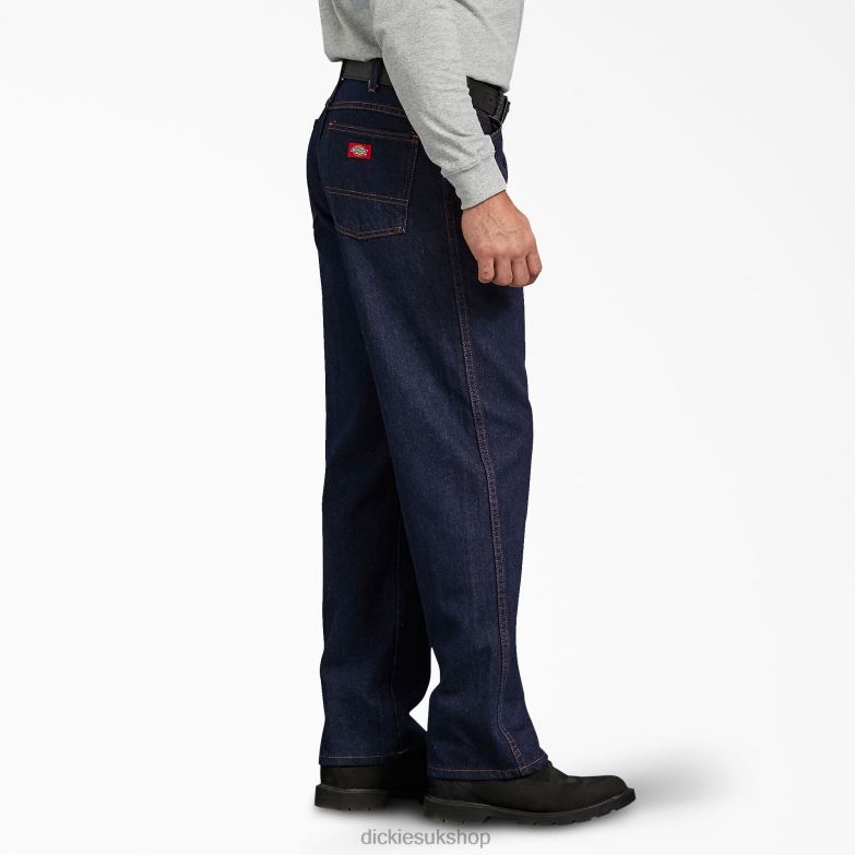 Regular Straight Fit Jeans Men Dickies Rinsed Indigo Blue (RNB) 88T84130 Apparel