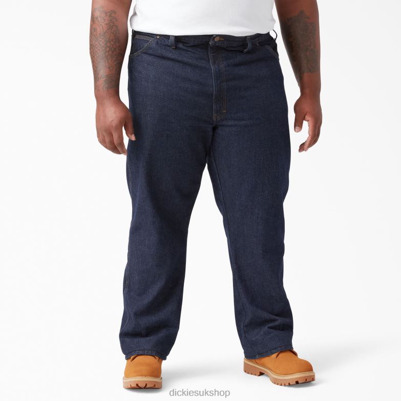 Regular Straight Fit Jeans Men Dickies Rinsed Indigo Blue (RNB) 88T84130 Apparel