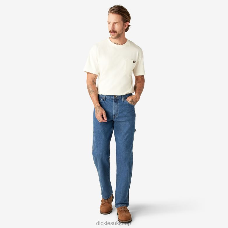 Relaxed Fit Carpenter Heavyweight Jeans Men Dickies Stonewashed Indigo Blue (SNB) 88T8478 Apparel