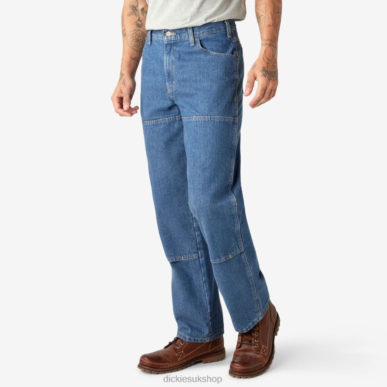 Relaxed Fit Double Knee Jeans Men Dickies Stonewashed Indigo Blue (SNB) 88T84189 Apparel