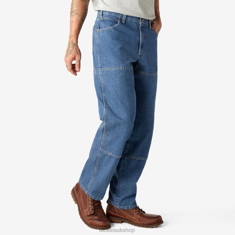 Relaxed Fit Double Knee Jeans Men Dickies Stonewashed Indigo Blue (SNB) 88T84189 Apparel