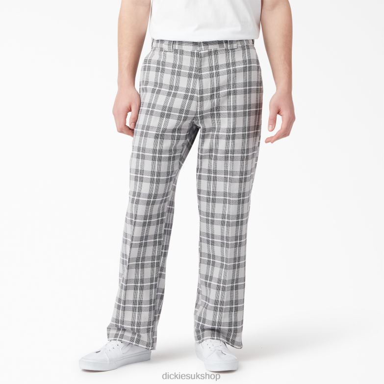 Flat Front Plaid Pants Men Dickies Ultimate Gray Plaid (UPG) 88T84278 Apparel