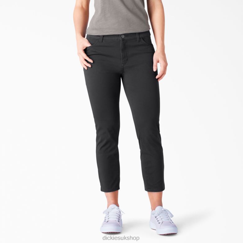 Perfect Shape Skinny Fit Capri Women Dickies Rinsed Black (RBKX) 88T841815 Apparel