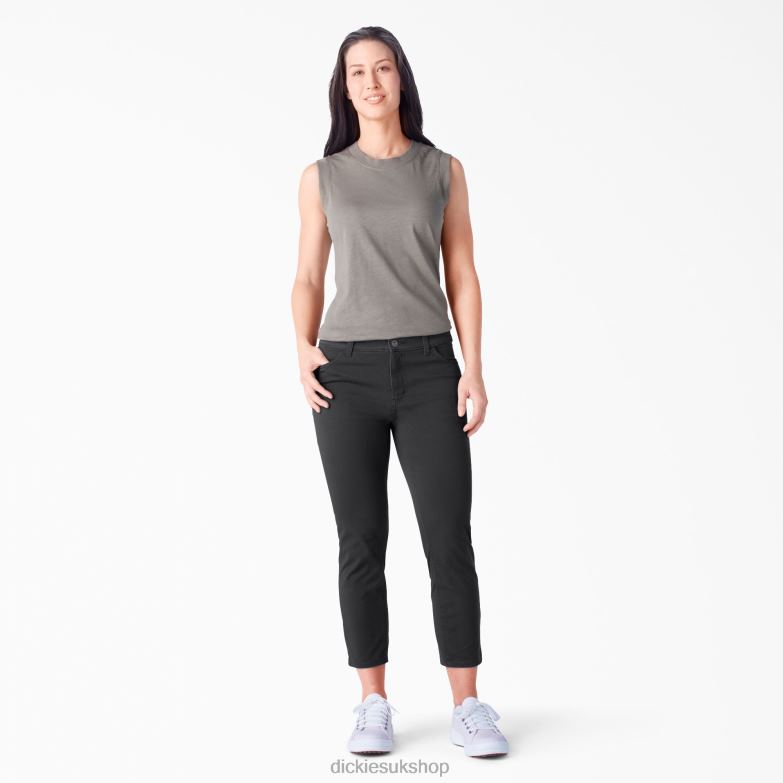 Perfect Shape Skinny Fit Capri Women Dickies Rinsed Black (RBKX) 88T841815 Apparel
