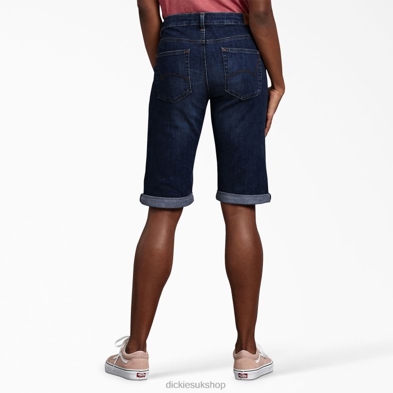 Perfect Shape Bermuda Shorts 11\" Women Dickies Rinsed Indigo Blue (RNB) 88T842259 Apparel