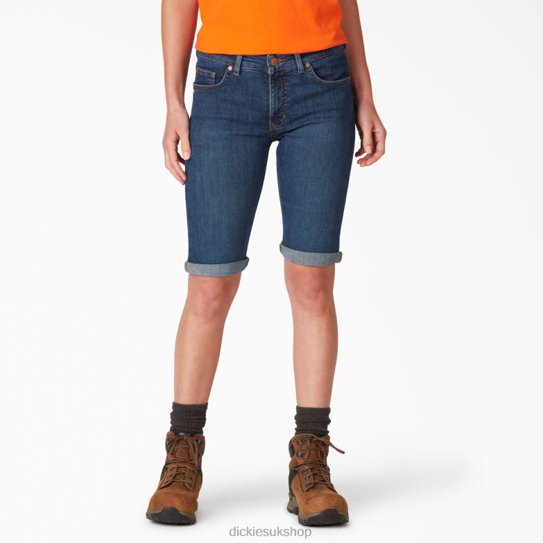 Perfect Shape Bermuda Shorts 11\" Women Dickies Stonewashed Indigo Blue (SNB) 88T842260 Apparel