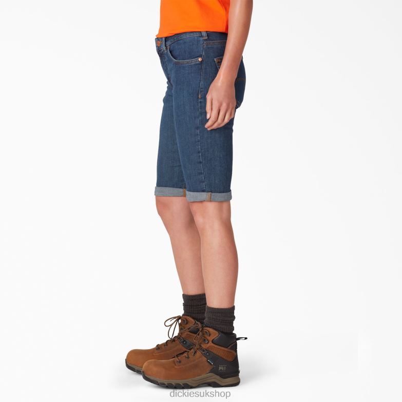 Perfect Shape Bermuda Shorts 11\" Women Dickies Stonewashed Indigo Blue (SNB) 88T842260 Apparel