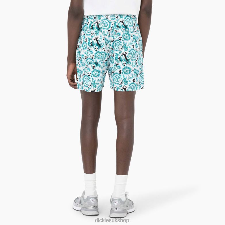 Roseburg Shorts 7\" Men Dickies Blue Floral Print (GG2) 88T84479 Apparel