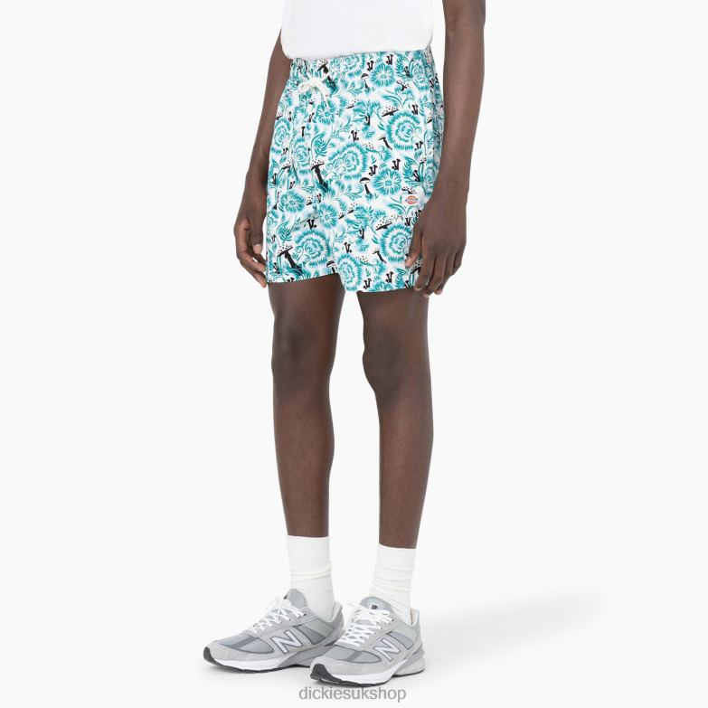 Roseburg Shorts 7\" Men Dickies Blue Floral Print (GG2) 88T84479 Apparel