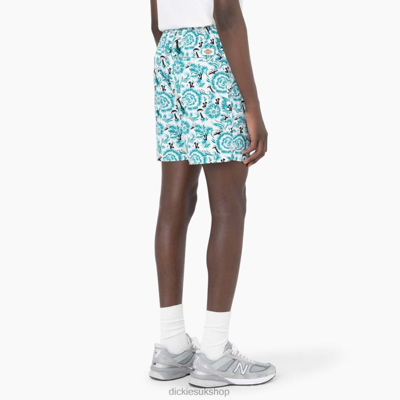Roseburg Shorts 7\" Men Dickies Blue Floral Print (GG2) 88T84479 Apparel