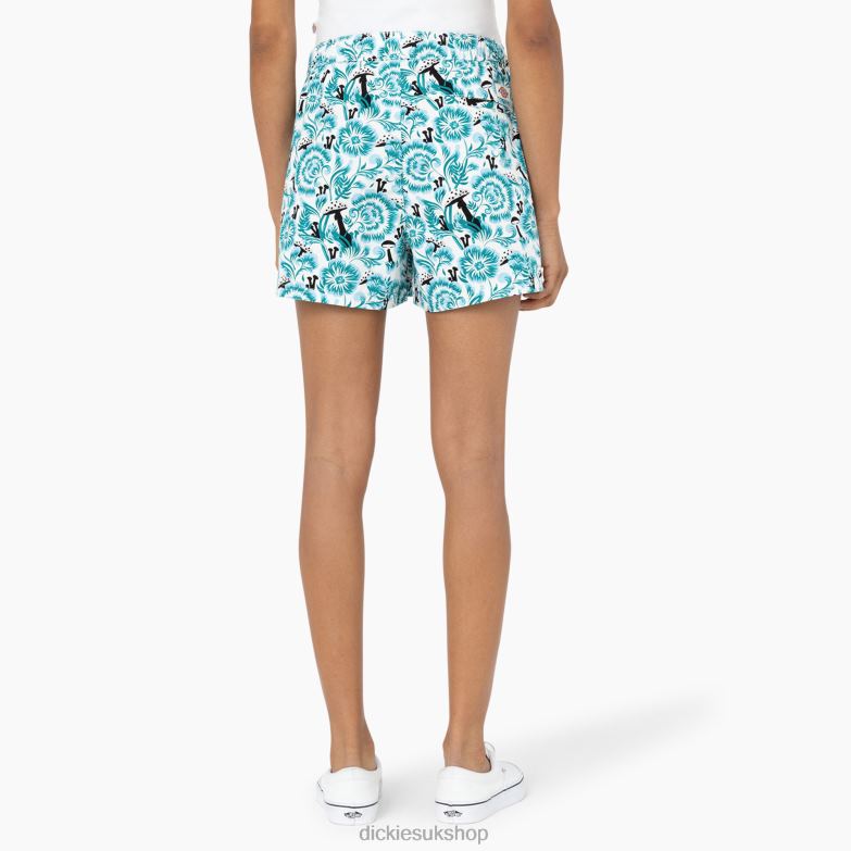 Roseburg Shorts 7\" Women Dickies Blue Floral Print (GG2) 88T842263 Apparel