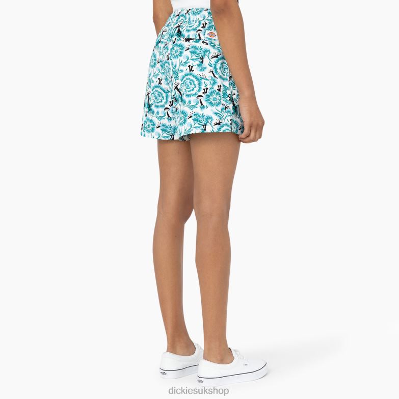 Roseburg Shorts 7\" Women Dickies Blue Floral Print (GG2) 88T842263 Apparel