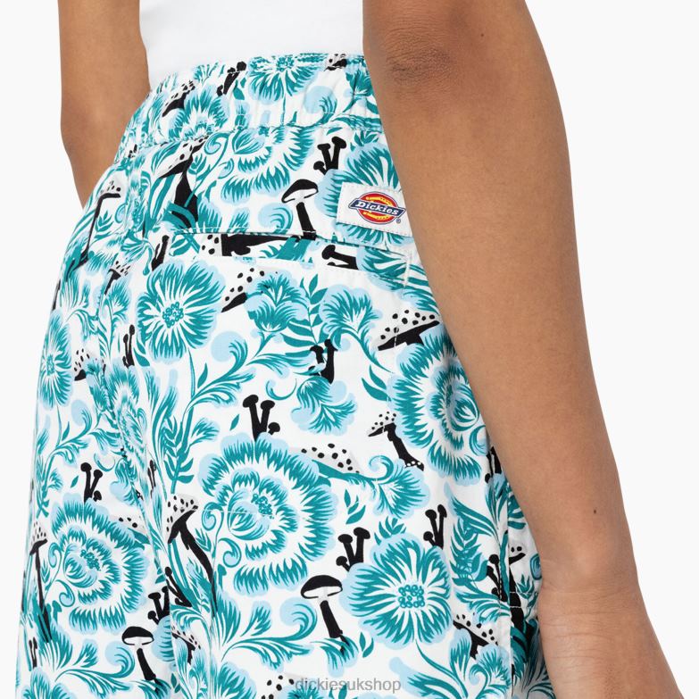 Roseburg Shorts 7\" Women Dickies Blue Floral Print (GG2) 88T842263 Apparel