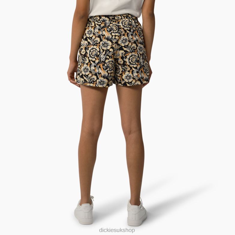 Roseburg Shorts 7\" Women Dickies Brown Floral Print (BG2) 88T842262 Apparel