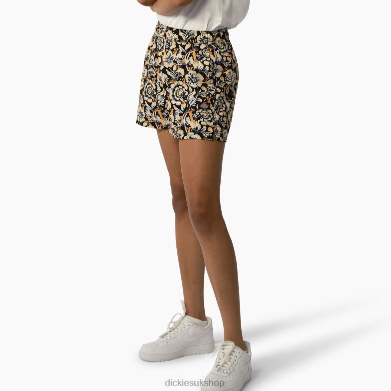 Roseburg Shorts 7\" Women Dickies Brown Floral Print (BG2) 88T842262 Apparel