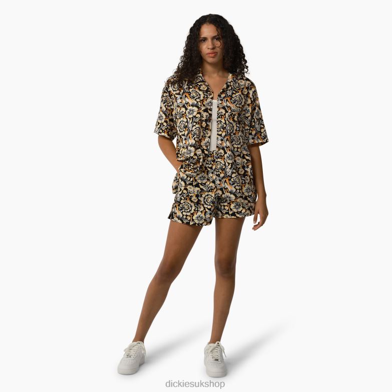 Roseburg Shorts 7\" Women Dickies Brown Floral Print (BG2) 88T842262 Apparel