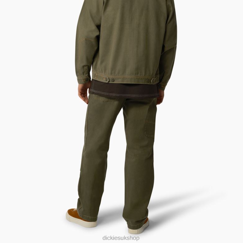 Duck Contrast Stitch Double Front Pants Men Dickies Stonewashed Military Green (SMW) 88T84247 Apparel