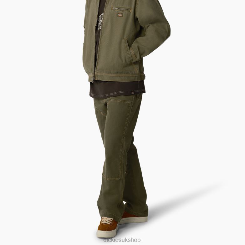Duck Contrast Stitch Double Front Pants Men Dickies Stonewashed Military Green (SMW) 88T84247 Apparel
