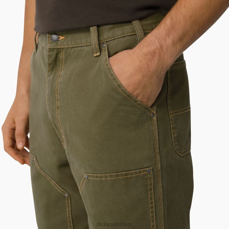 Duck Contrast Stitch Double Front Pants Men Dickies Stonewashed Military Green (SMW) 88T84247 Apparel
