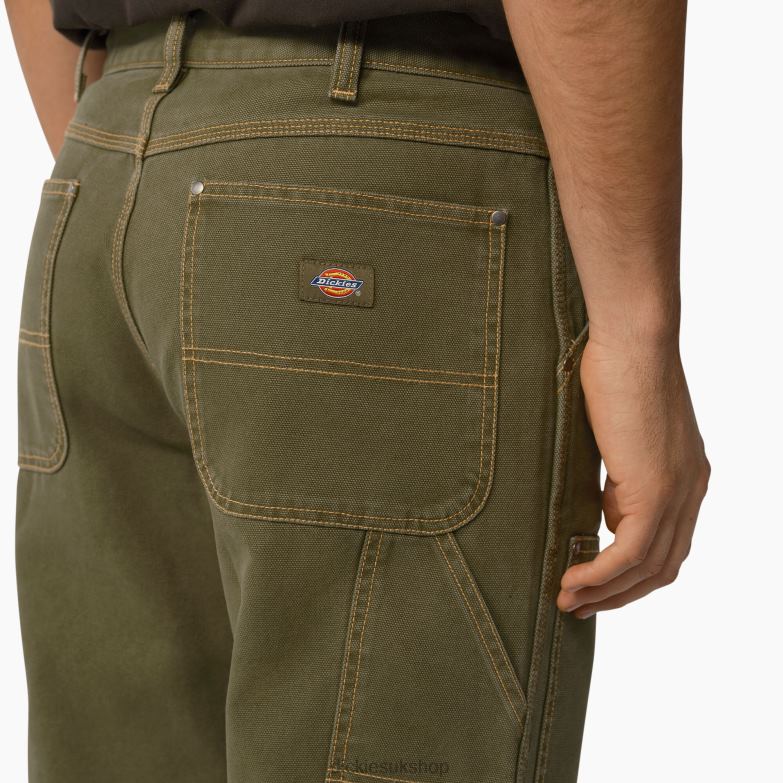 Duck Contrast Stitch Double Front Pants Men Dickies Stonewashed Military Green (SMW) 88T84247 Apparel